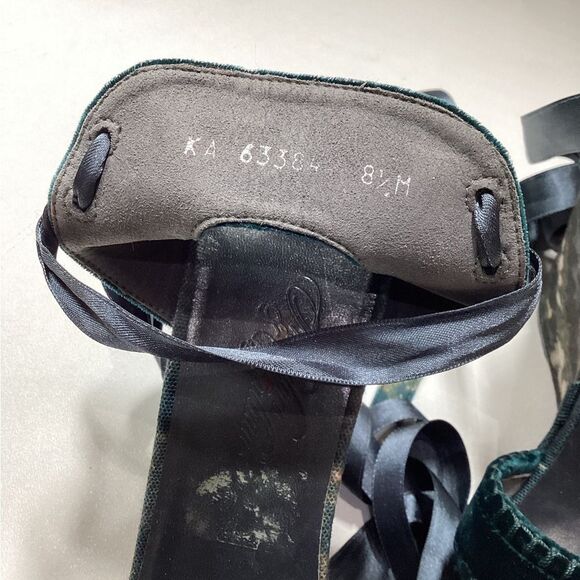 Stuart Weitzman Theodora Callum  Elegant Velvet Green Lace-Up Wedges Size‎ 8.5 - Picture 13 of 13